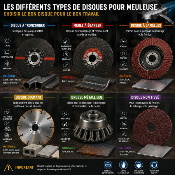 différent type de disques pour meuleuse