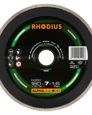 Disque diamant plat pour carreaux céramique – D180 – G50 – 303056 (x1)