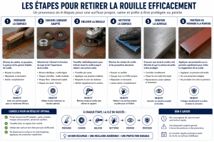 étapes pour enlever de la rouille