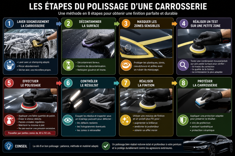 étapes pour polir une carrosserie