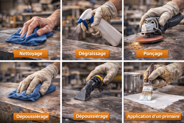 étapes préparation de surface avant peinture