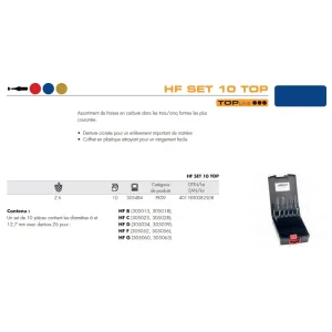 Fraises métalliques denture croisée – Kit de 10 – 305484 (x10)