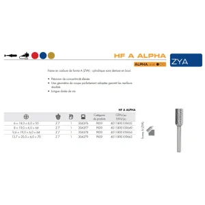 Fraises métalliques forme A – 6mm – 18mm – 304376 (x1)