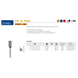 Fraises métalliques forme B – D6 – 18mm – 304510 (x1)