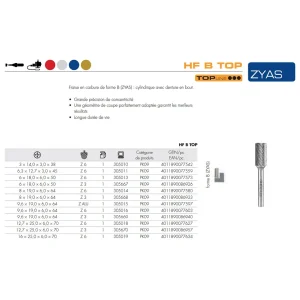Fraises métalliques forme B – D6 – 18mm – 305013 (x1)