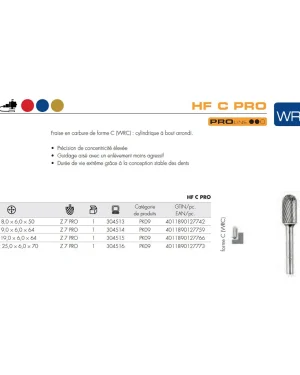 Fraises métalliques forme C – 6mm – 18mm – 304513 (x1)