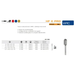 Fraises métalliques forme C – D6 – 18mm – 304513 (x1)