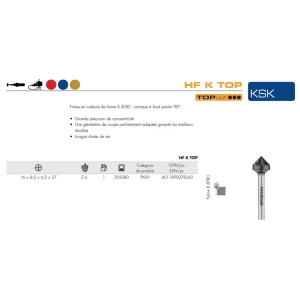 Fraises métalliques forme K – D16 – 8mm – 305080 (x1)