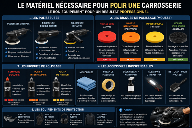 matériel de polissage pour carrosserie